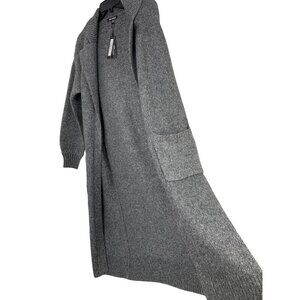Steve Madden Womens Midi Long Gray Cardigan Sweater XS - M Blend RH10459 Open